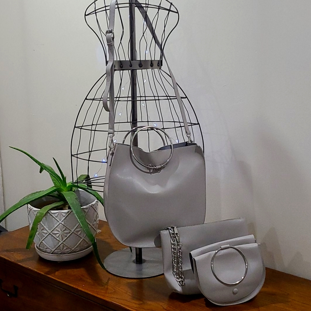 3 Handbags Vegan, Grey